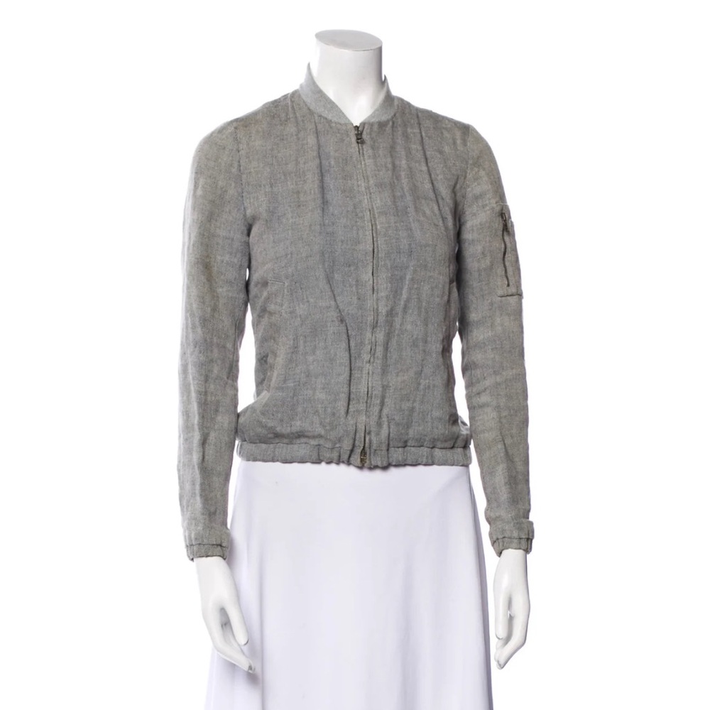 James Perse Gray Bomber Jacket with Elasticized Cuffs